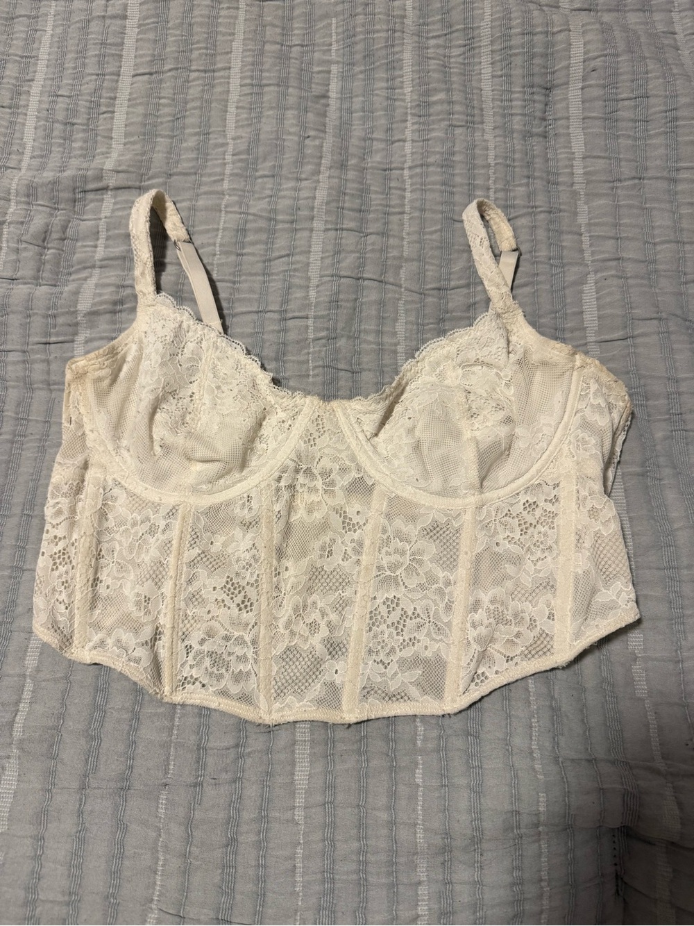 Lace Longline Bralette Corset - Cream